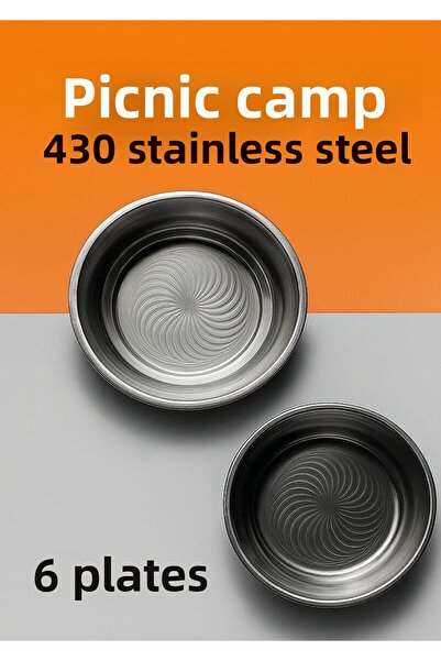 Metler 6 قطع طبق عشاء ستانلس ستيل مقاس 15 سم، طبق شوربة، طويل الأمد، للتخييم ...