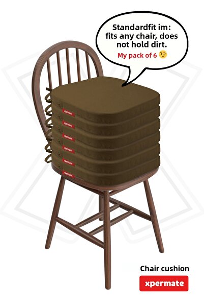 XPERMATE 6 τεμαχίων οβάλ μαξιλάρι καρέκλας με φερμουάρ που πλένεται με νερό και λάδι 42x42x5 καφέ Standardfit
