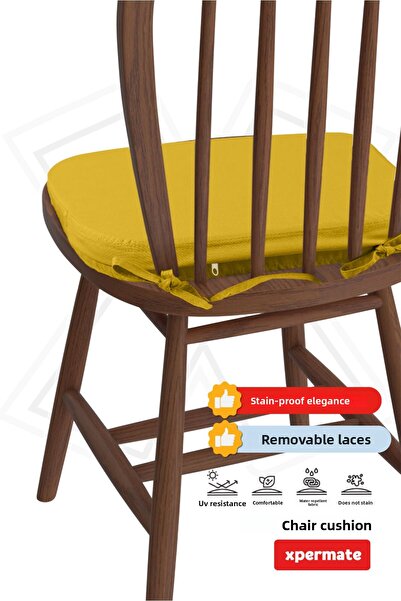 XPERMATE 2-Pack Standardfit Oval Chair Cushion Zippered Washable Laced Water and Oil Repellent 42X42X5 Yellow