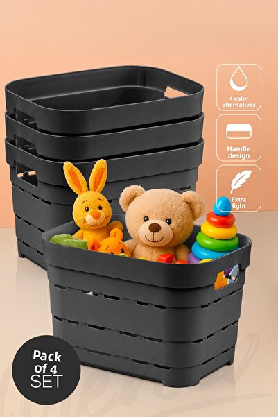 Vienev صندوق تخزين مثقوب سعة 5 لتر مكون من 4 قطع أنثراسيت