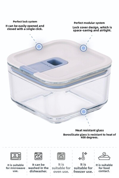 NEOFLAM Perfect Seal Kare Cam Saklama Kabı 500ml