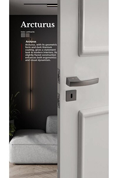 alastore Arcturus - Mâner de ușă de cameră cu rozetă pătrată, dreapta și stânga, potrivit pentru interiorul ușii de casă - a208a