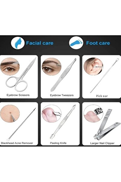 gaman 12 Piece Luxury Manicure Pedicure Set - Professional Hand and Foot Care Bag Shiny Rose Gold Design