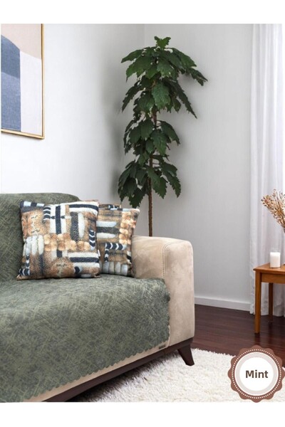 PAWN MARK COMPANY Jacquard Chenille Non-Slip Sofa Cover and Sofa Bed Cover 175X215 cm |   Microfiber Sofa Shawl Mint Green