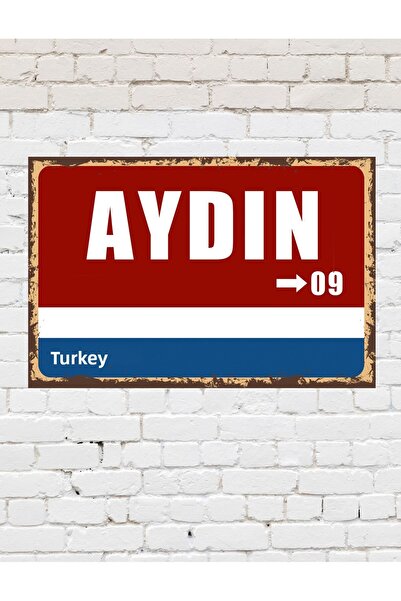 TABLOX Aydın 09 Placă decorativă pentru oraș Tablou retro MDF Pictură din lem...