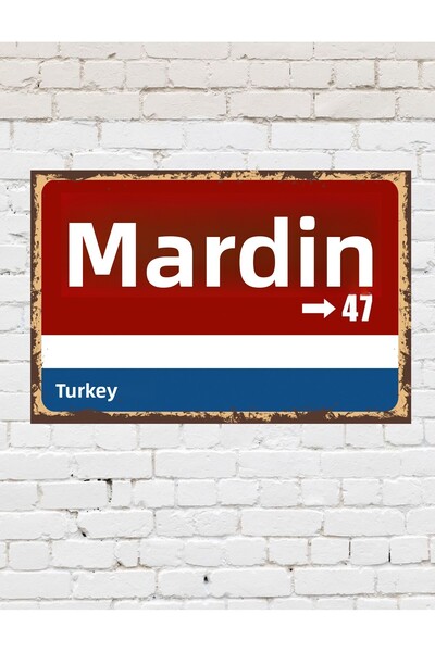 TABLOX Mardin 47 Placă Decorativă Oraș Tablou Retro MDF Tablou Lemn Semn de Stradă Cadou