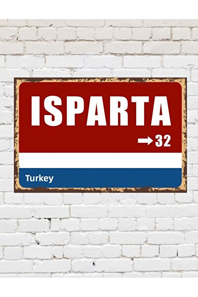 TABLOX Isparta 32 Placă decorativă oraș Tablou retro MDF Tablou din lemn Semn...