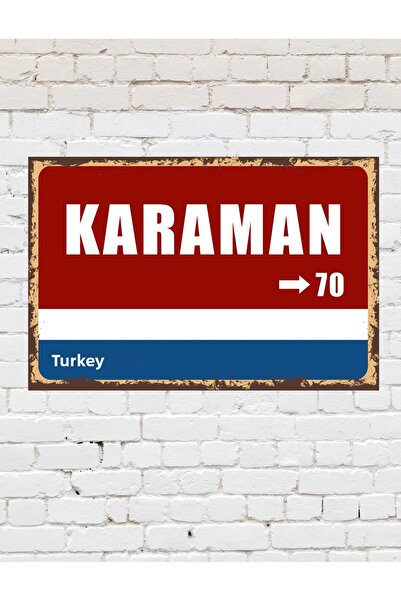 TABLOX Karaman 70 Placă Decorativă Oraș Pictură Retro MDF Pictură Lemn Semn S...