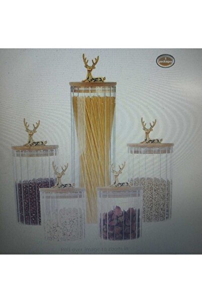 Yenigeldi (9X15Cm) 1Pcs 750ml Geyikli Glass Storage Jar Deer Head Gold Color Airtight Y-431