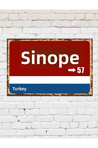TABLOX Sinop 57 Placă decorativă pentru oraș Tablou retro MDF Tablou din lemn...