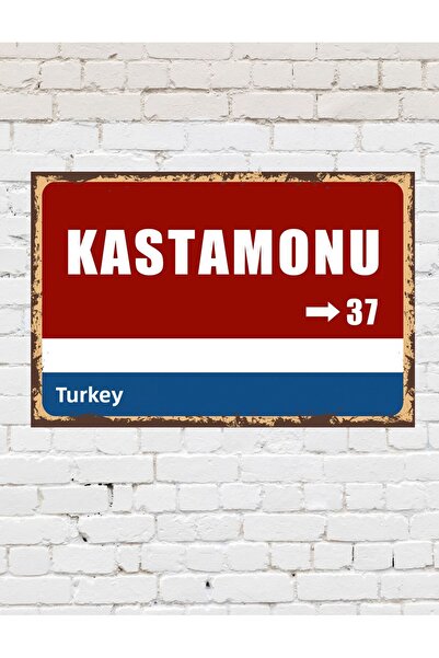 TABLOX Kastamonu 37 Placă Decorativă Oraș Pictură Retro MDF Pictură Lemn Semn...