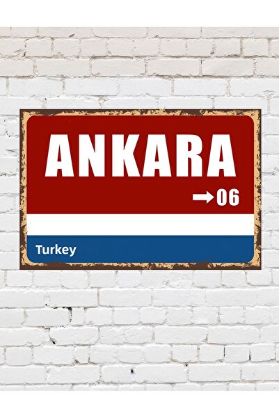 TABLOX Ankara 06 Placă decorativă oraș Tablou retro MDF Tablou din lemn Semn ...