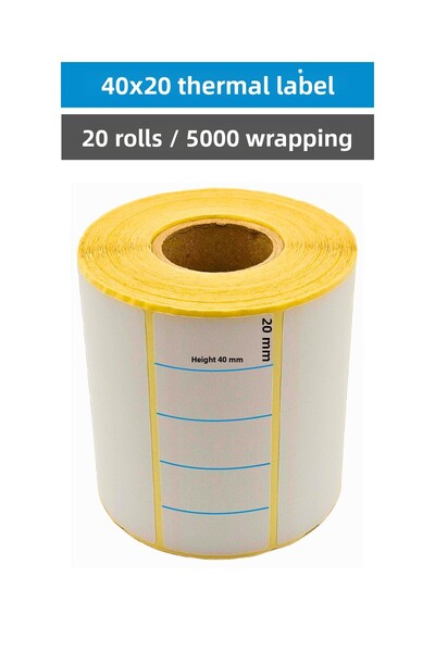 Küresel Etiket Barkod ملصق حراري 40 × 20 مم |   20 لفة |   5000 لف |   بدون ش...