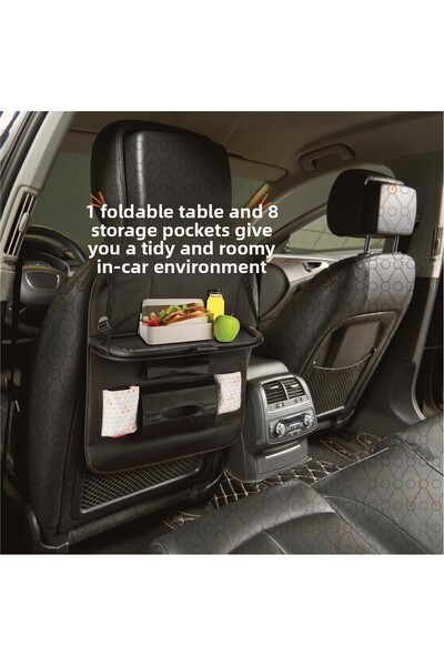 Gezenbebe Back Seat Organizer with Foldable Table – Removable Pu Leather In-Car Organizer