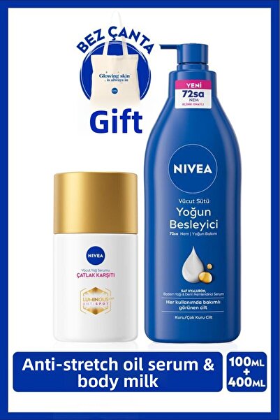 NIVEA Luminous630 Anti Stretch Mark Body Fat Serum 100ml and Intensive Nouris...