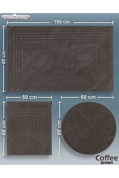 Cotton Crafty Σετ πατάκι μπάνιου από βαμβακερό υφαντό απορροφητικό νερό, χαλί μπάνιου, VERA, Σετ τουαλέτας 3 τεμαχίων 60x100-60x50-60x60