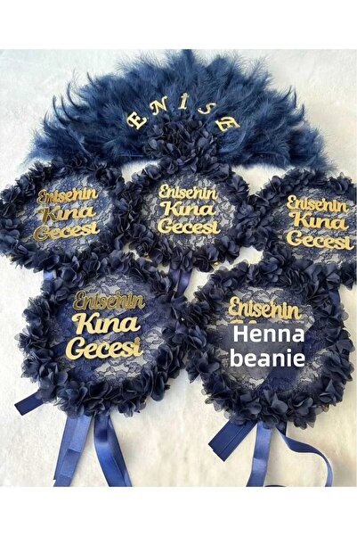 Evsay Bridal Fan and Bridal Tambourine Henna Material 1 Fan 5 Pieces Tambourine Henna Material Bridesmaid Set