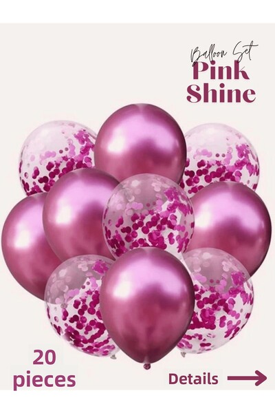 Mielibon مجموعة من 20 بالونًا ورديًا لامعًا - 12 بوصة كروم وردي، 11 بوصة شفاف...