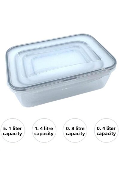 N&M STORE 4-Piece Plastic Food Storage Containers with Interlocking Seal and Locking Lid LC315