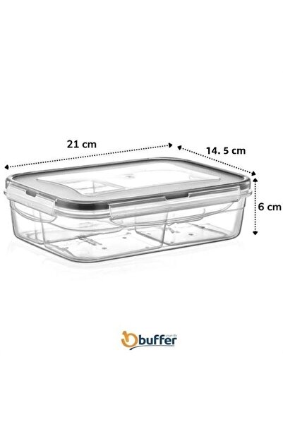 Tahtakale Toptancısı BUFFER® 1 Liter Food Storage Container with 4 Compartments, Leak-Proof Seal and Lockable Lid -LC520