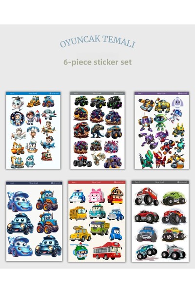MirayDesign Set de 6 autocolante tematice pentru jucării – 12x17 cm |   Pentr...