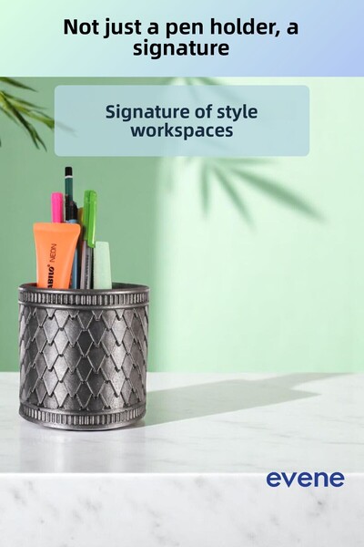Evene Pen Holder Desk Pen Holder Organizer Pen Holder Silver Antique Color Model 87