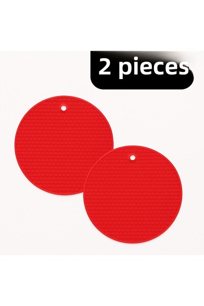 VİALEX Σετ 2 Στρογγυλές Πατάκια Σιλικόνης - Κόκκινο