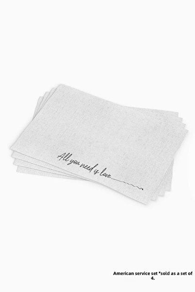 Cango Home Gray Black Modern All You Need Is Love Written Digital Printed American Service Set of 4 Cgh1118-As