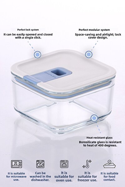 NEOFLAM Perfect Seal Square Glass Storage Container 350 ml
