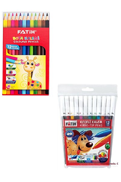 Fatih 12 قطعة من أقلام التلوين الجافة + 12 قطعة من أقلام الفتح / مجموعة 24 قطعة