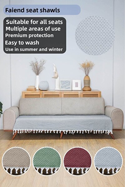 coverbox غطاء مقعد 115x210 سم أريكة أريكة سرير ديفان غطاء كرسي بذراعين قطن قابل للغسل شال بسيط