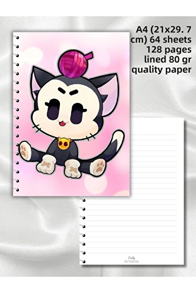 daily notebook مجموعة كتب مدرسية مخططة من BRAWL STARS، 64 ورقة حلزونية مقاس A...