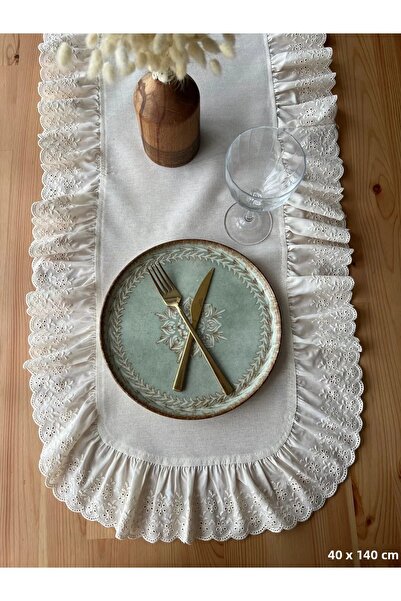 Belomia Home Collection Овална пътека от суров лен с украса (40-140 см)