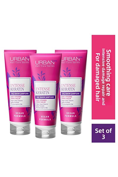 Urban Care مجموعة شامبو للشعر المكثف من الكيراتين 3 × 250 مل - نباتي