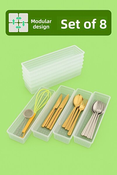 VİALEX Vi̇alex Origami 8-Piece Cutlery Cutlery Drawer Organizer 8Uzn