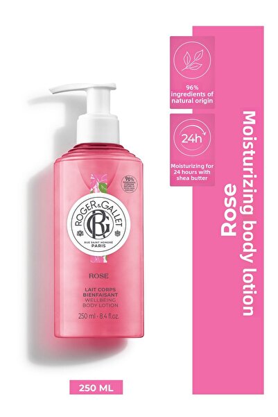 Roger&Gallet لوشن مرطب للجسم بخلاصة الورد الطبيعي يدوم 24 ساعة 250 مل