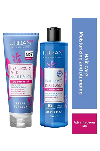 Urban Care Hyaluronic & Collagen Extra Plumping Hair Care Shampoo and Hair Care Conditioner Set of 2-Vegan
