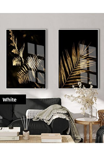 Harikabirev HARİKABİREV | SET BLACK&GOLD COMBINAȚIE DE FRUNZE MACRO 01 | TABL...