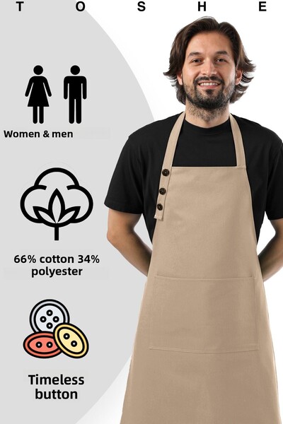 TOSHE Kitchen Apron Waterproof Chef Apron with 2 Wide Pockets Barista Apron Apron