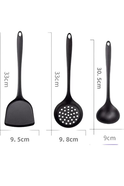 Multiamo Heat Resistant Fireproof Non-Stick Ladle Spatula Colander Set 3 Pieces