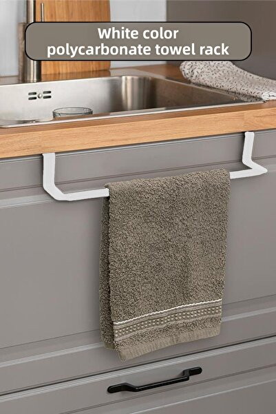 omilife Suport pentru prosoape din policarbonat de culoare albă, cu design du...