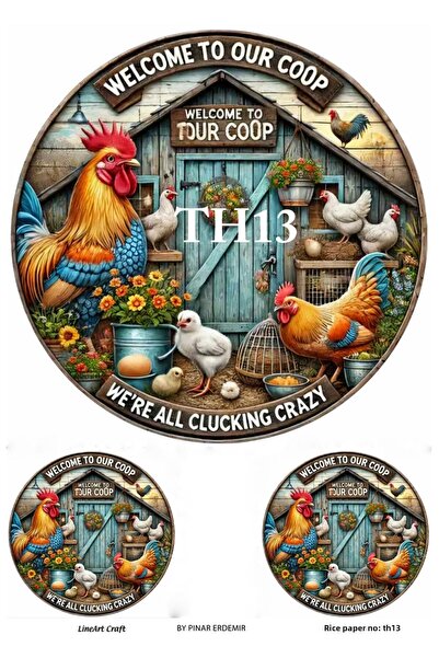 LİNEART Chicken Rooster Series Rice Decopage Paper No:Th13-29X42Cm
