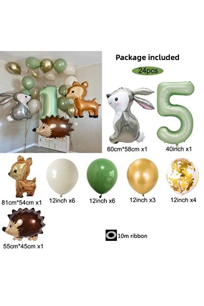 DÜVENCİ TİCARET Baloane din folie cu tematică animale din pădure Iepure Arici...