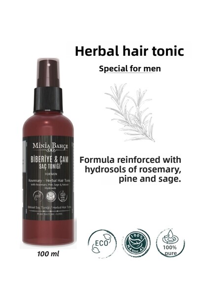 Minia Bahçe Bitki ve Sanat Atölyesi Men's Hair Care Set – 100% Natural Shampoo & Tonic, 400 ml + 100 ml