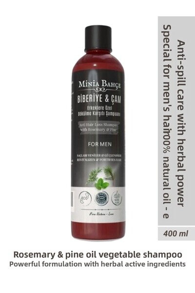 Minia Bahçe Bitki ve Sanat Atölyesi Natural Shampoo for Men – Rosemary & Pine Extract |   Strengthening and Purifying Care – 400 ml