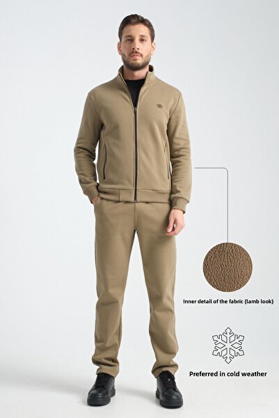 Shooter Χακί χειμερινή ανδρική αθλητική φόρμα με τεχνολογία Thermosoft Lamb Look Regular Fit