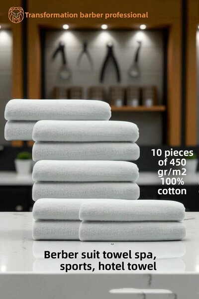 Transformacion Hairdresser Barber Towel 10 Pcs Cotton Barber Towel 50X90 White 721908