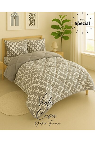 Violacasa طقم نوم ويلسوفت بوفيديك فردي (مع ملاءة مطاطية) سلسلة رمادية