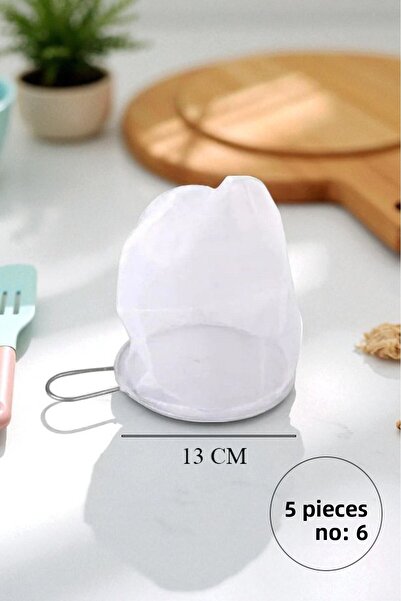 vionza مصفاة شاي وقهوة من التول رقم: 6. الكمية: 5 (قابلة لإعادة الاستخدام)