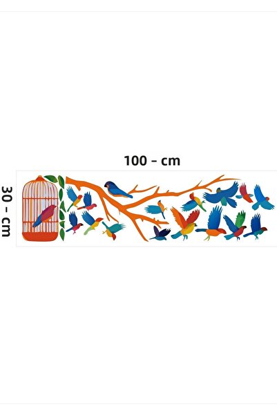 TRC TRAFİK Birds Escape from the Cage Decorative Wall Sticker